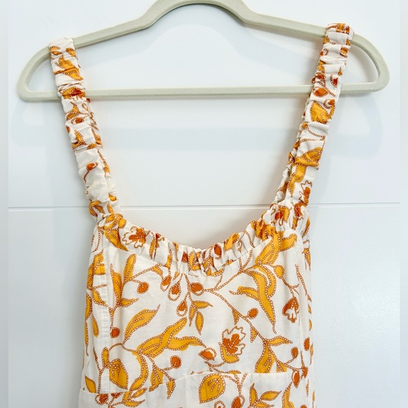 Anthropologie Maeve Sweetheart Floral Orange Yellow Mini Dress Size Large - Picture 6 of 14